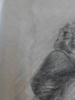 f1 ritratto matita e pastello su carta, particolare prima del restauro